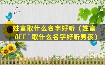 姓言取什么名字好听（姓言 🌴 取什么名字好听男孩）